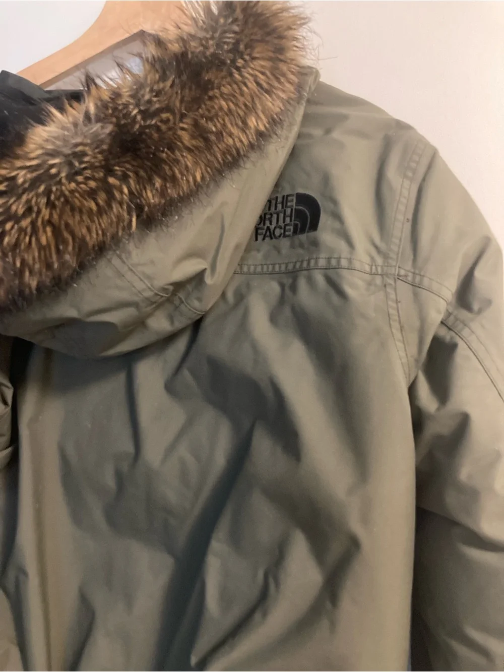 The North Face Olive Green Hooded Puffer Jacket